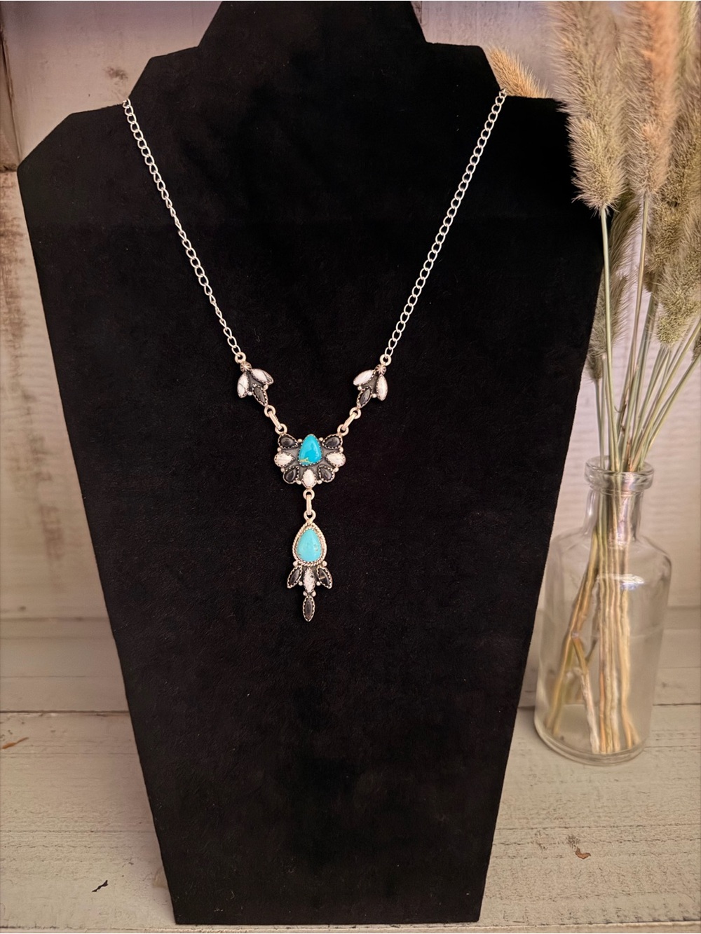 Santa Maria and White Buffalo 925 Sterling Silver Drop Necklace - Picture 2 of 5